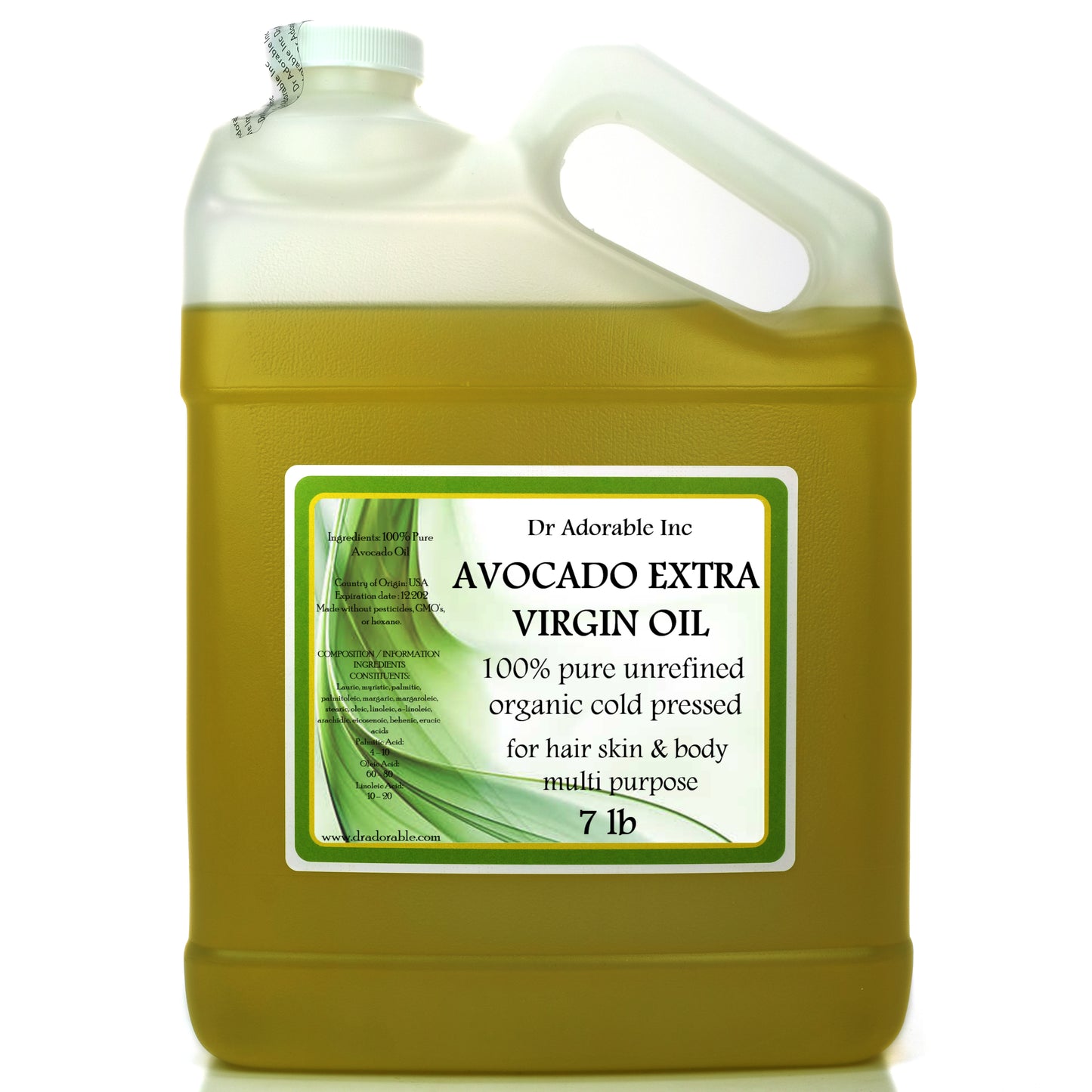Avocado Oil Unrefined - 100% Pure Natural Organic Cold Pressed Extra Virgin Raw
