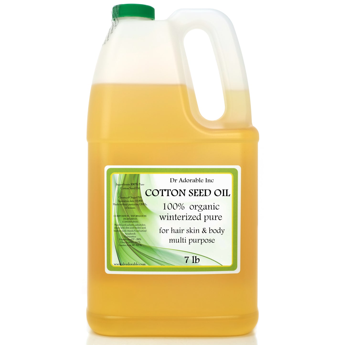 Cottonseed Oil - Winterized 100% Pure Natural Organic Cold Pressed