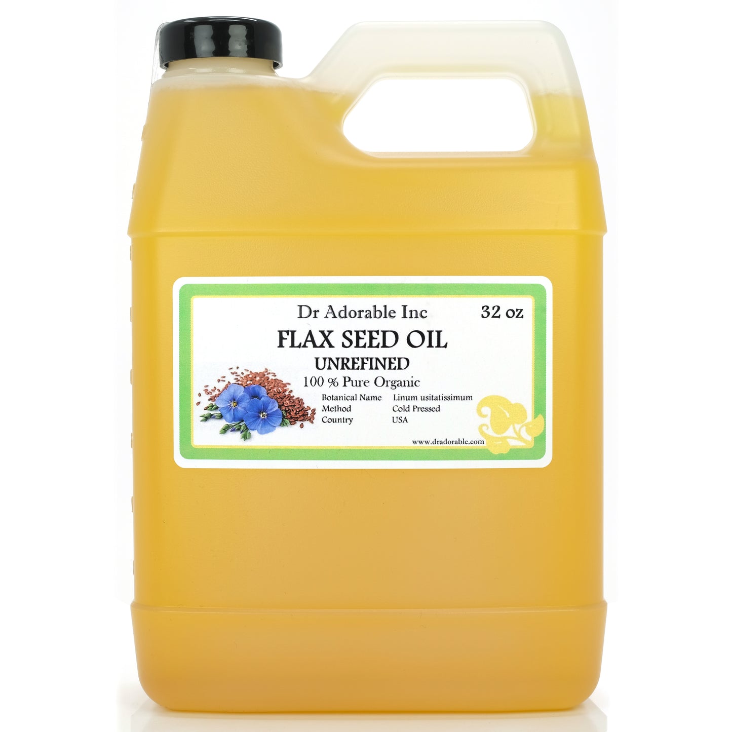Flax Seed Oil - Unrefined 100% Pure Natural Organic Cold Pressed
