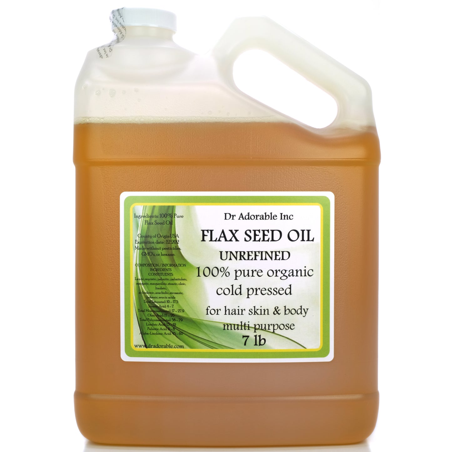 Flax Seed Oil - Unrefined 100% Pure Natural Organic Cold Pressed