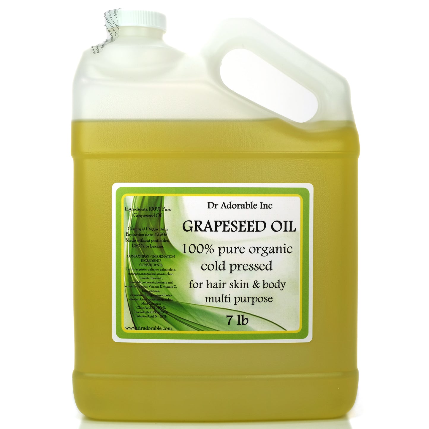 Grapeseed Oil - 100% Pure Cold Pressed Organic Natural