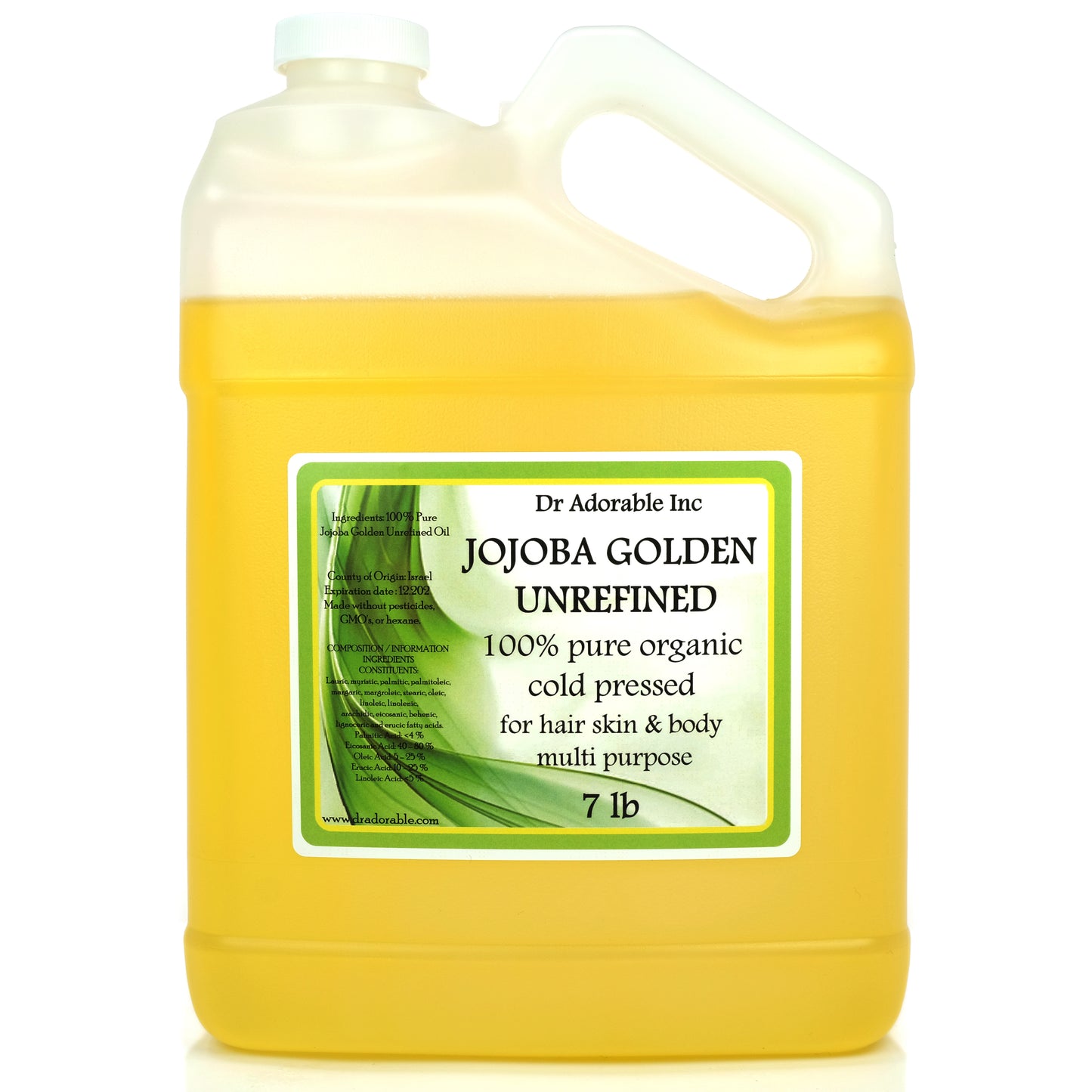 Jojoba Oil Golden Unrefined - 100% Pure Natural Organic Cold Pressed