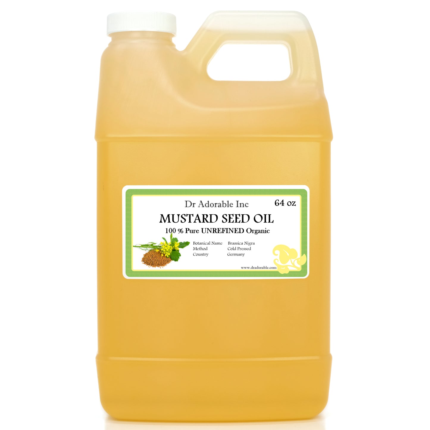 Mustard Seed Oil - Unrefined 100% Pure Natural Premium Organic Cold Pressed