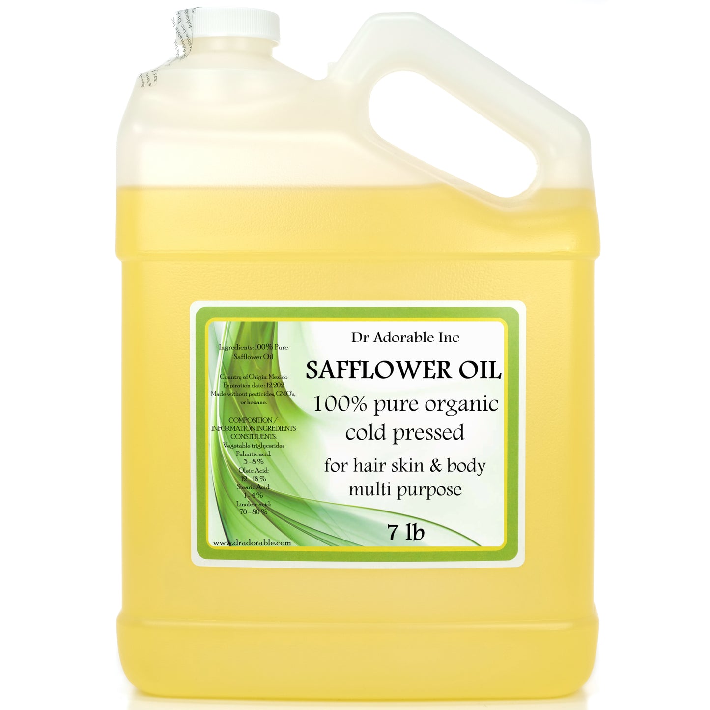 Safflower Oil - 100% Pure Natural High Oleic Organic Cold Pressed