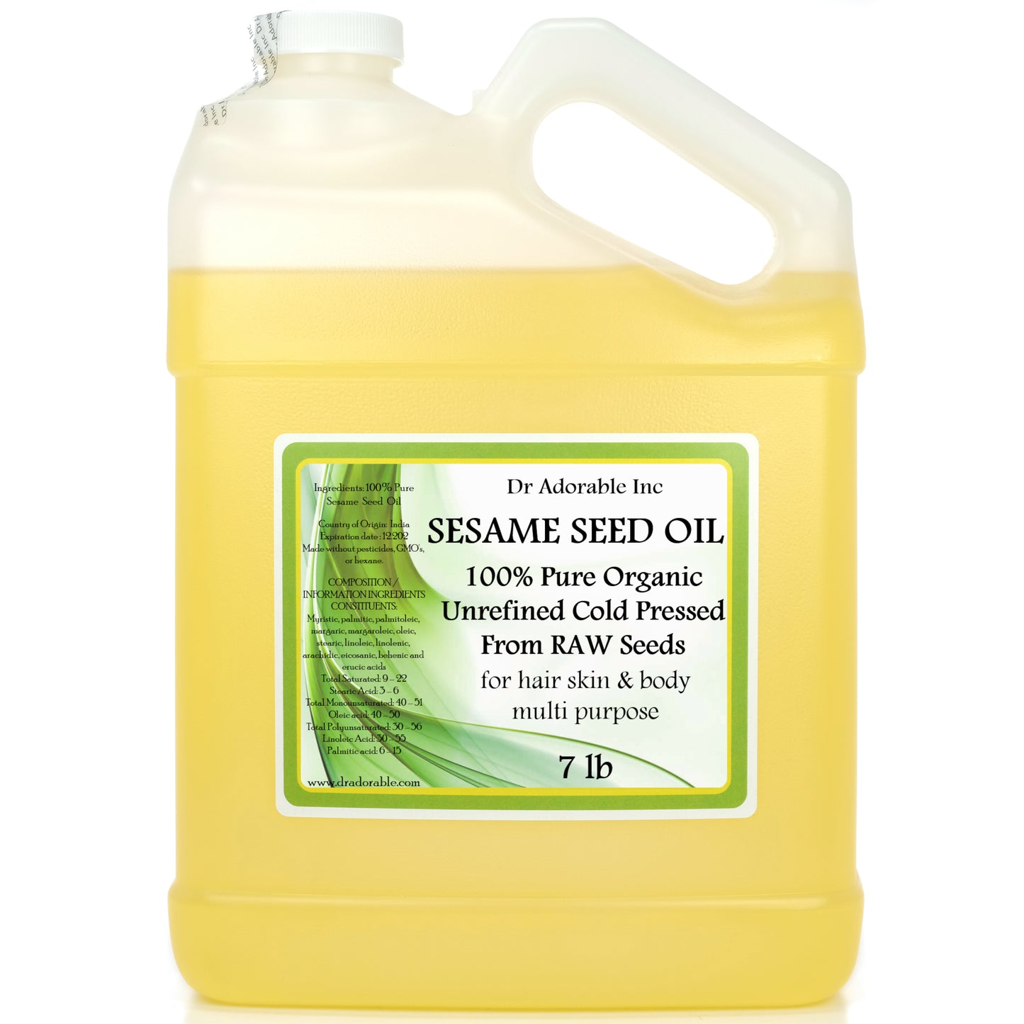 Sesame Seed Oil From RAW Seed - Unrefined 100% Pure Natural Organic Cold Pressed