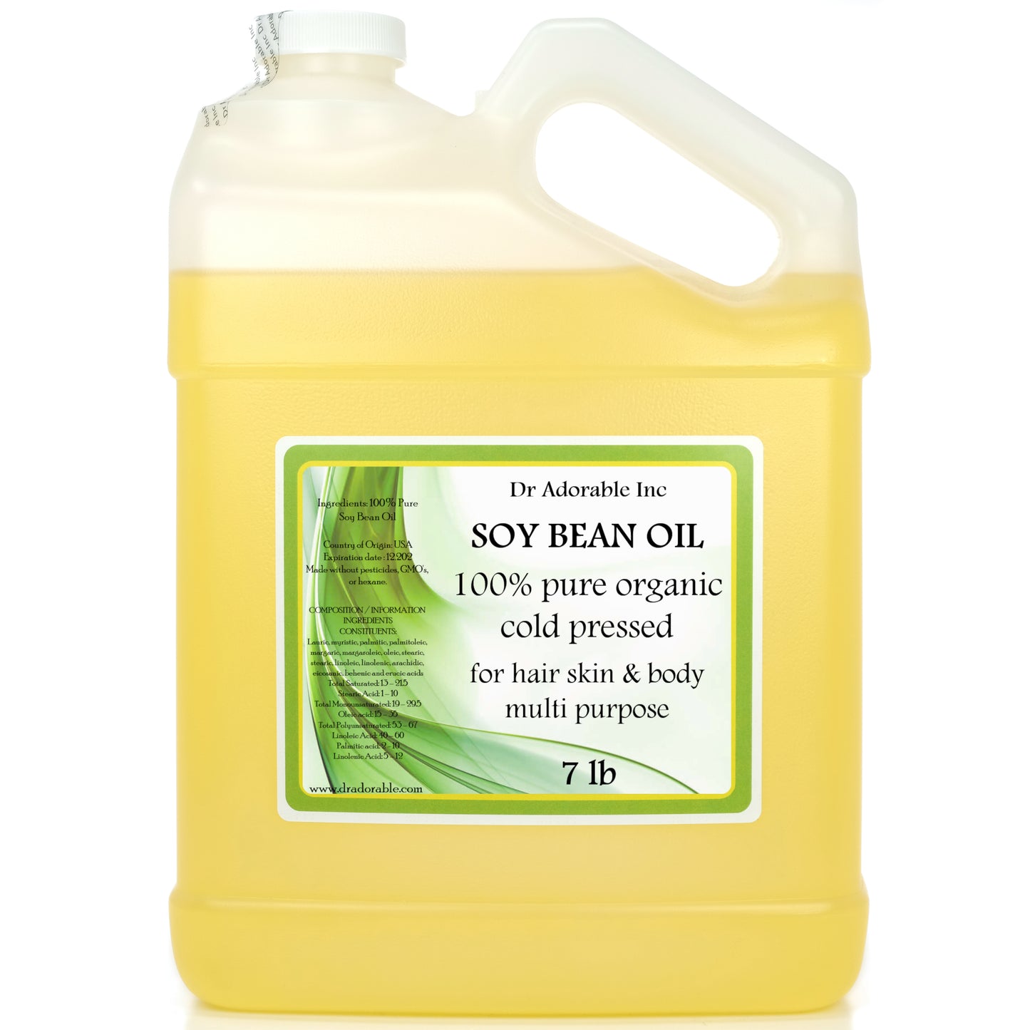 Soybean Oil - 100% Pure Natural Premium Organic Soy Cold Pressed