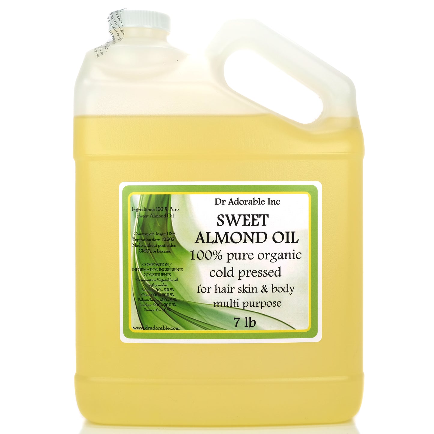 Sweet Almond Oil - 100% Pure Natural Organic Cold Pressed