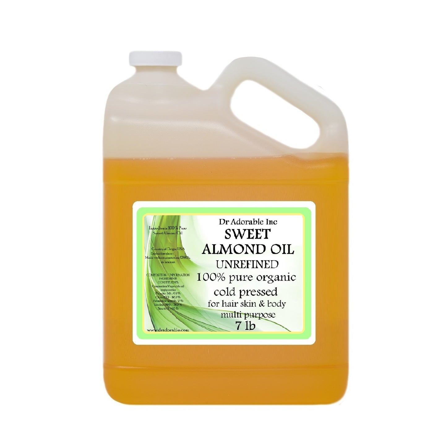 Sweet Almond Unrefined Oil - 100% Pure Natural Organic Cold Pressed