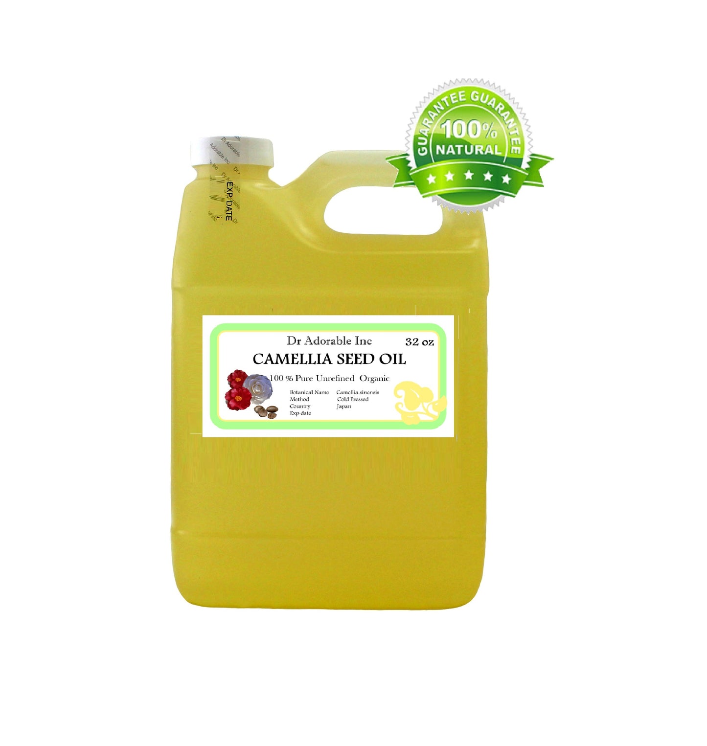 Camellia Seed Oil Unrefined - 100% Pure Natural Organic Cold Pressed