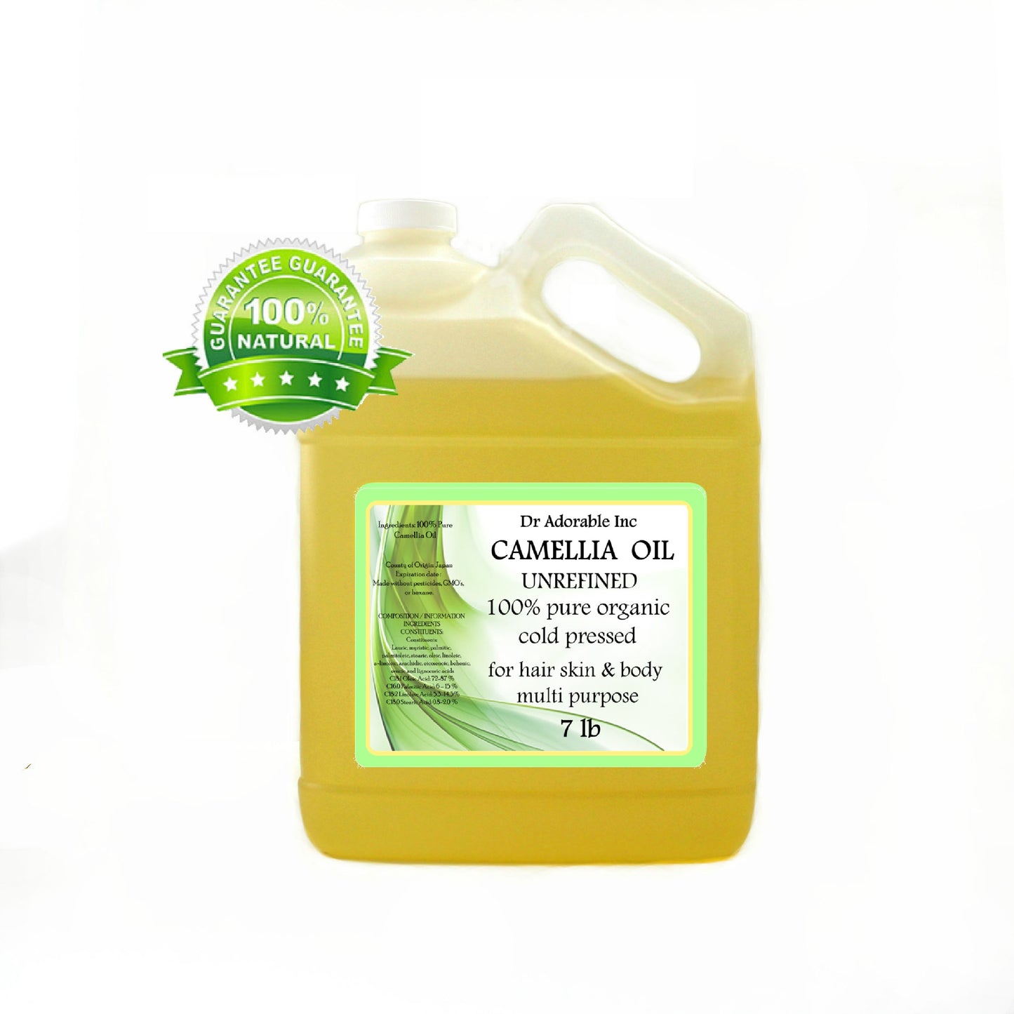 Camellia Seed Oil Unrefined - 100% Pure Natural Organic Cold Pressed