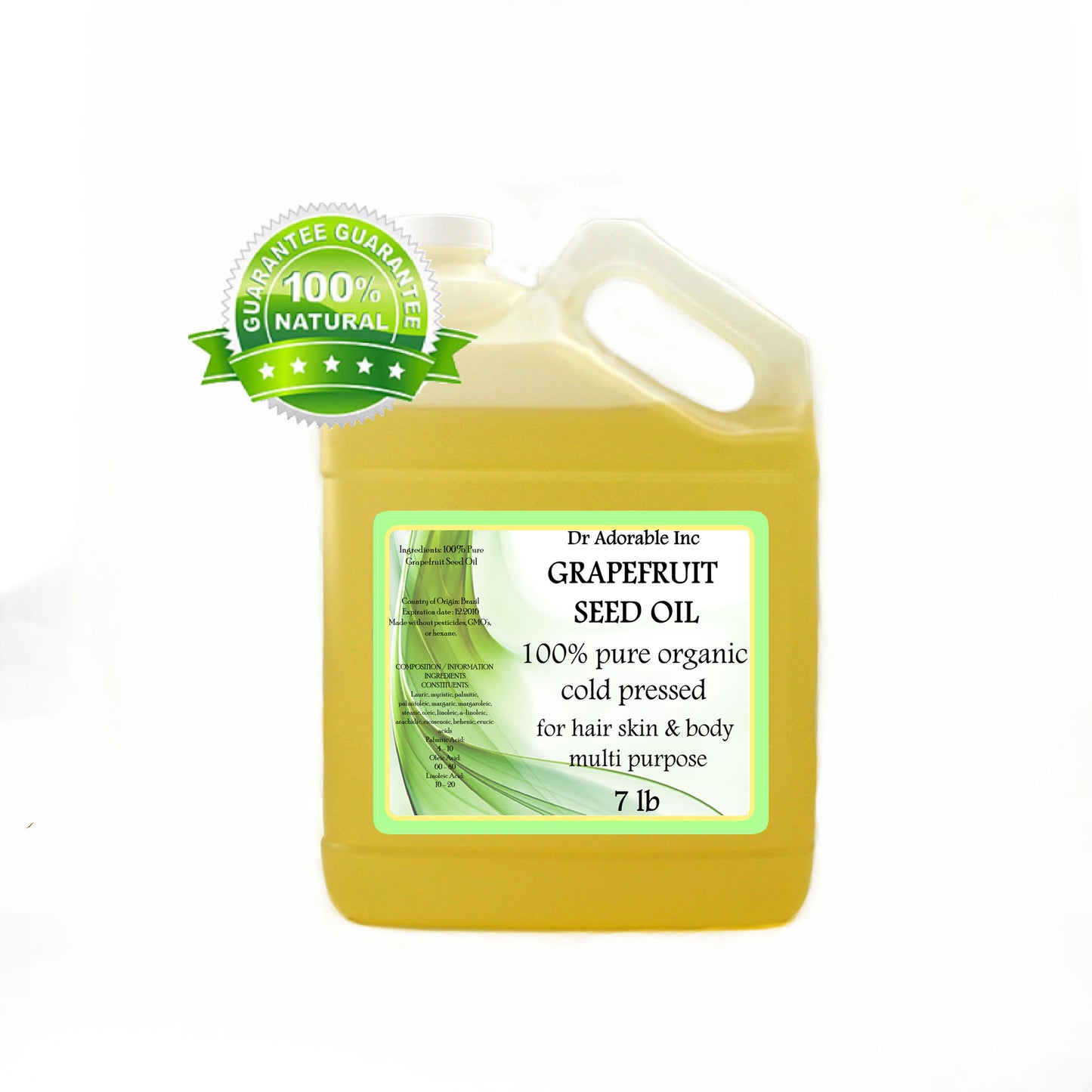 Grapefruit Seed Oil - 100% Pure Natural Organic Cold Pressed