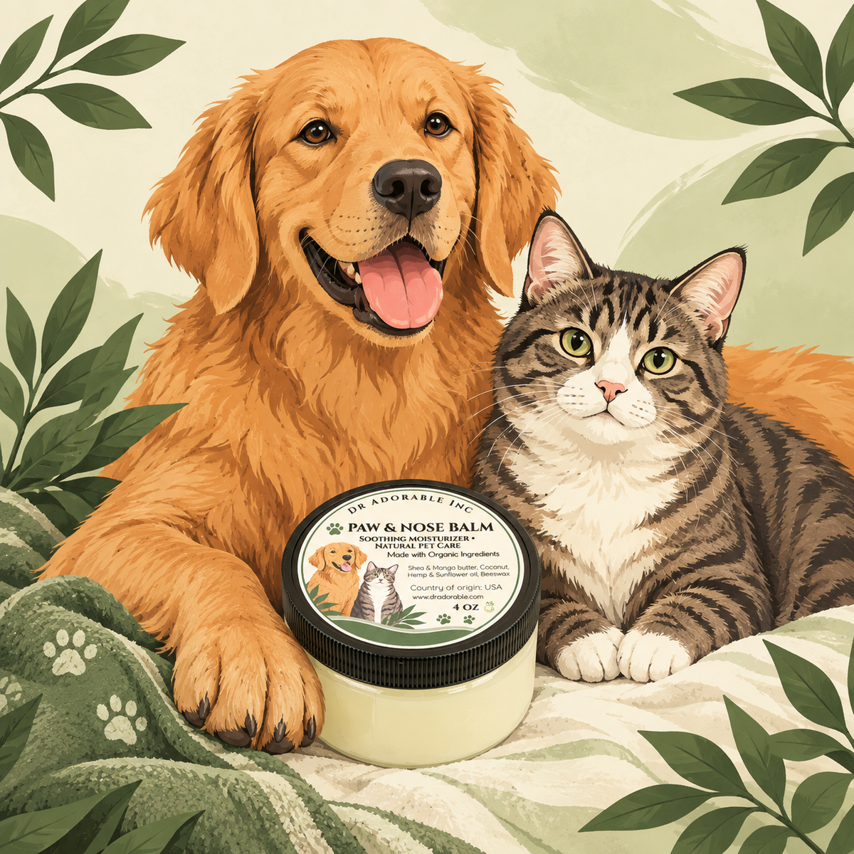 Paw & Nose Balm for Dogs & Cats – Natural Pet Care for Paws & Noses 4 oz