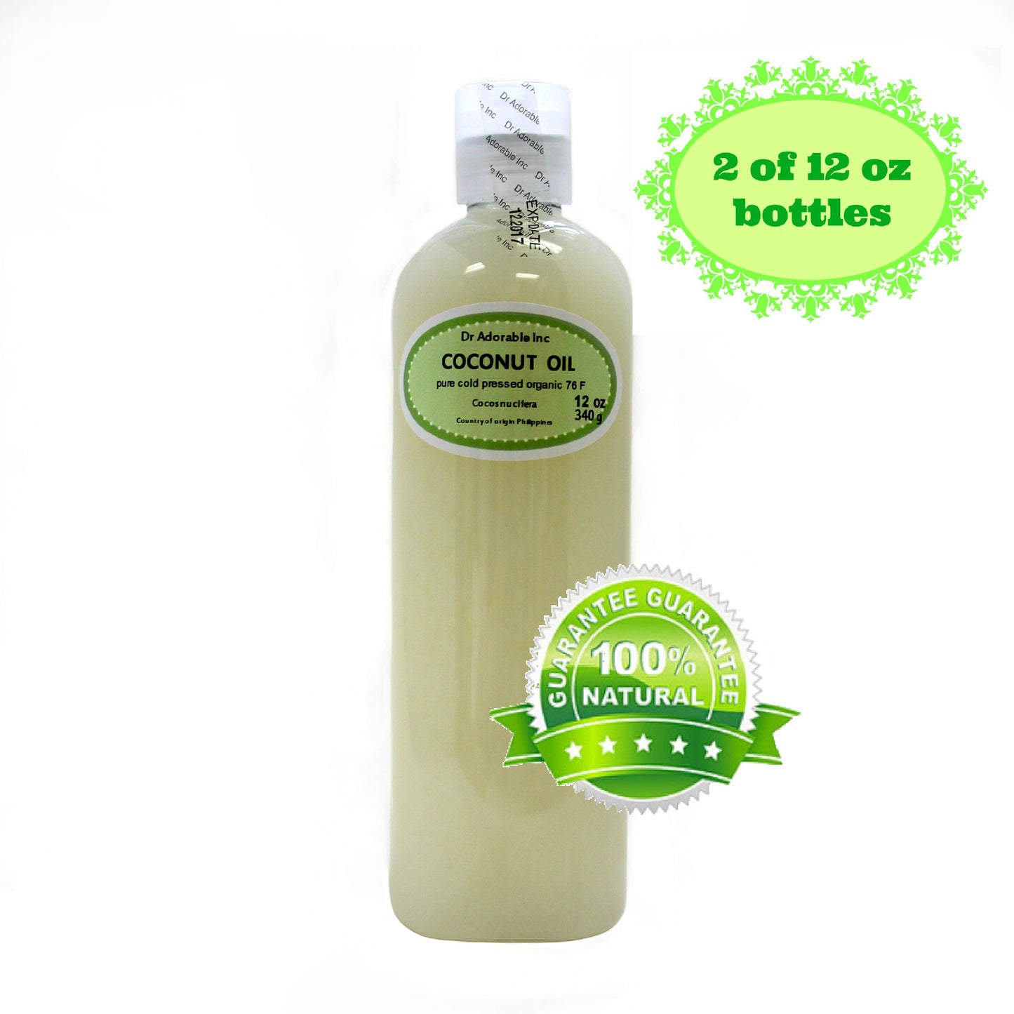 Coconut Oil 76 Degree - 100% Pure Natural Organic Cold Pressed