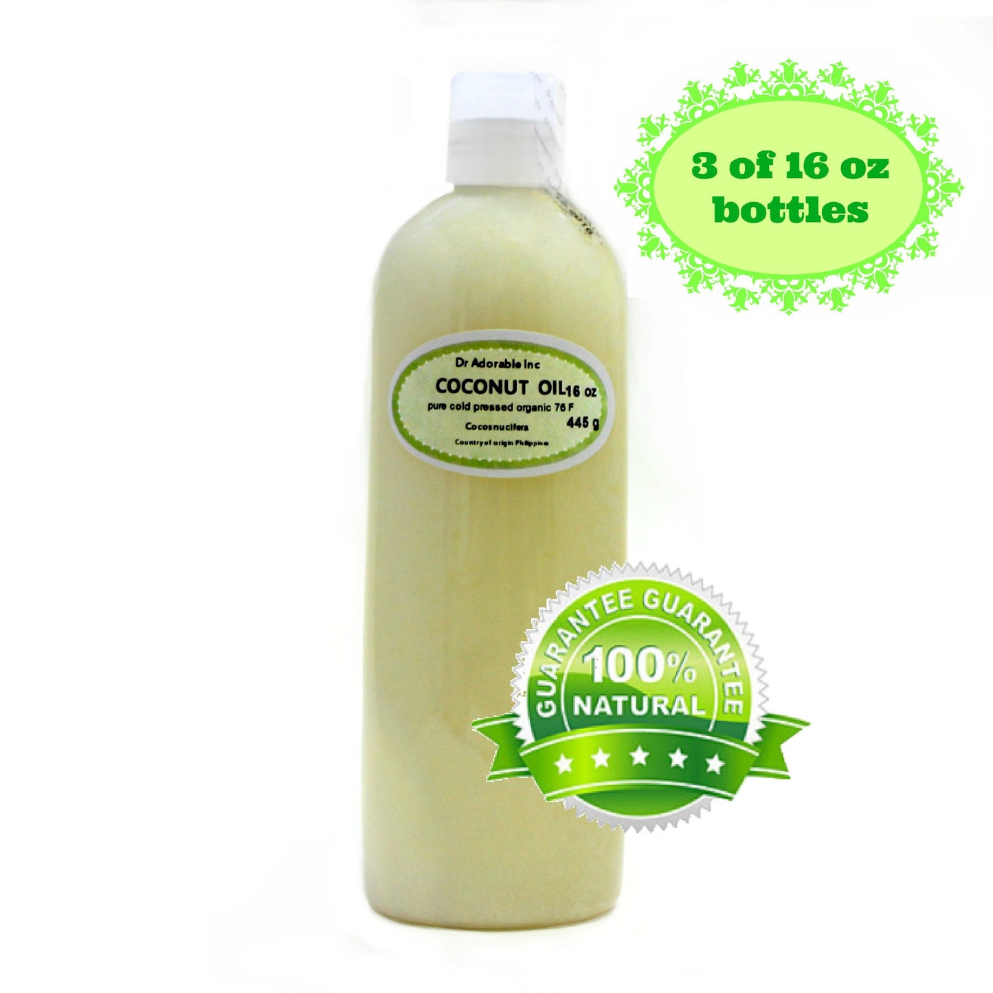 Coconut Oil 76 Degree - 100% Pure Natural Organic Cold Pressed