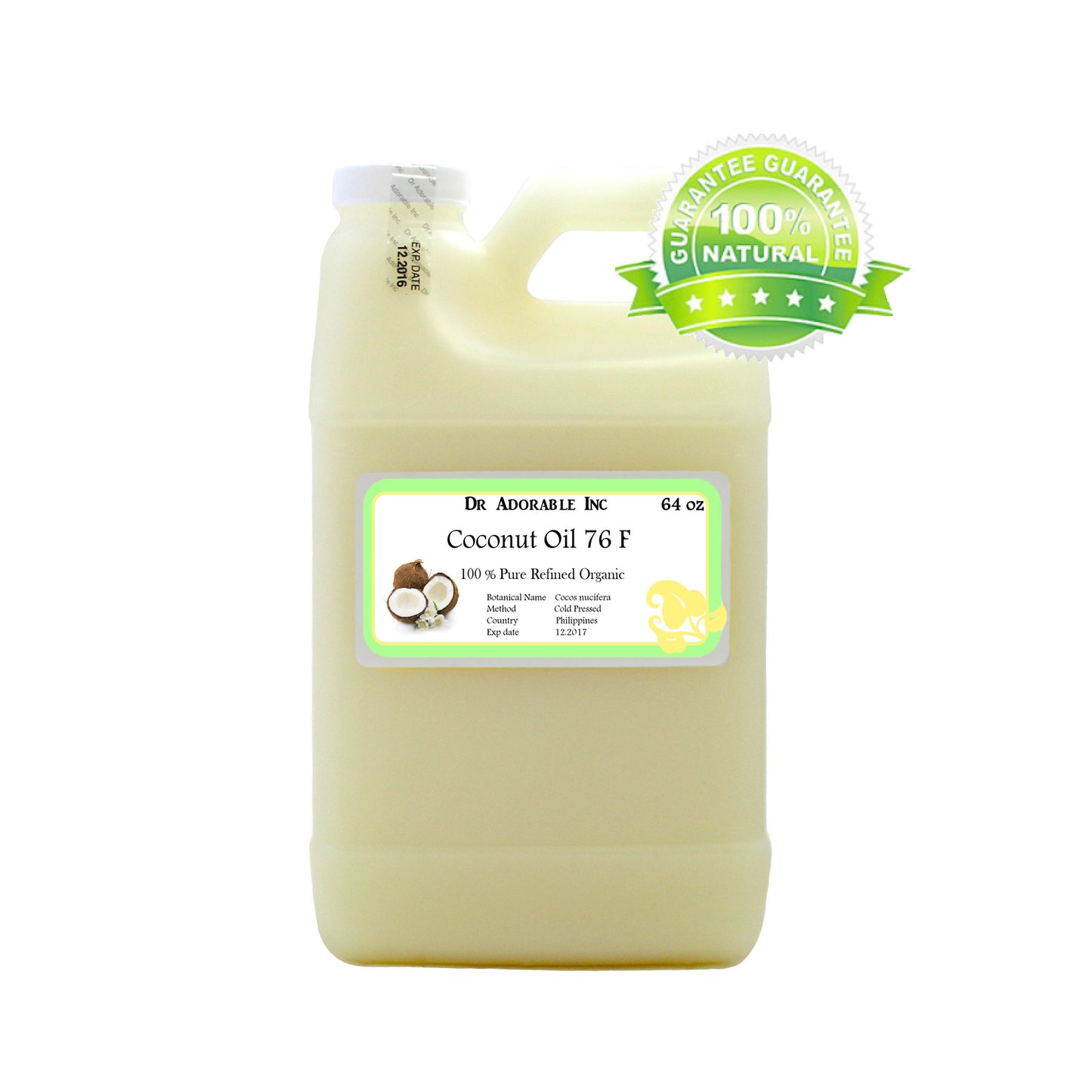 Coconut Oil 76 Degree - 100% Pure Natural Organic Cold Pressed